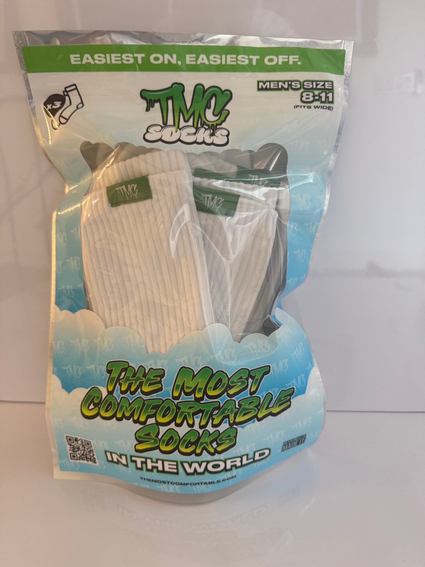 TMC Sock White (3 Pack) Men’s Size 8-11 (Fits Wide)